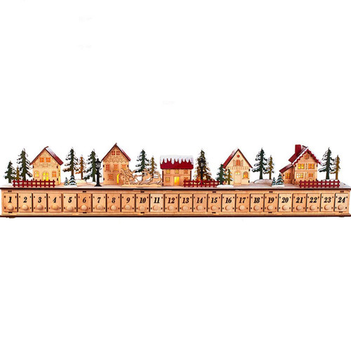 7“ Battery Operated 15-light LED Christmas Village With Advent Calendar