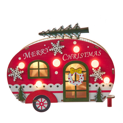 6.69“ Battery Operated Wooden Lighted Camper Van