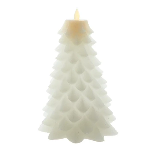 9“ Battery Operated White Christmas Tree Candle With LED Flicker Flame
