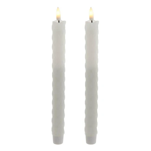 9.7“ Battery Operated LED Flicker Flame Diamond Shaped Taper Candles, 2-Piece Set