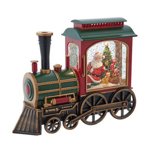 7.625“ Battery Operated LED Lighted Santa Train With Spinning Glitter Water
