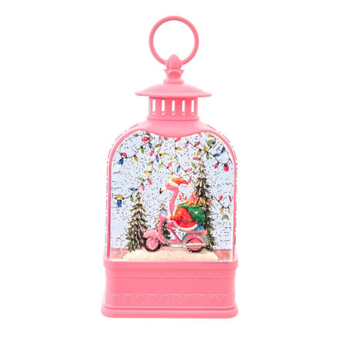 9.75“ Battery Operated USB LED Lighted Flamingo Riding Motorcycle Water Lantern