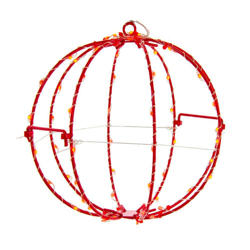 8“ 64L Red Superbright LED Light Foldable Red Painted Metal Sphere