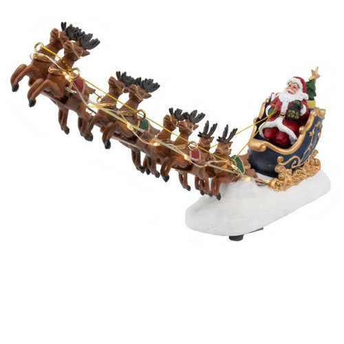 7“ Battery-Operated LED Santa With Sleigh Table Piece