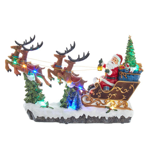 8.7“ Battery-Operated LED Musical Santa and Sleigh Table Piece