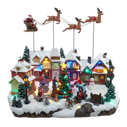 7.3“ Battery Operated Multicolor LED Lighted Musical Santa & Sleigh Table Piece