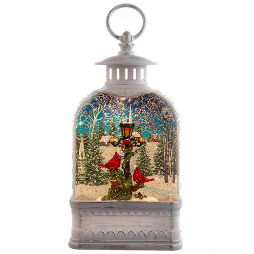 10“ Battery Operated Warm White LED Lighted Cardinal Lantern