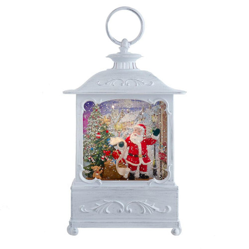 10“ Battery Operated Warm White LED Lighted Santa With Gifts Lantern