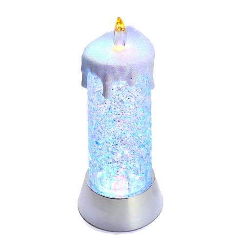9.25“ Battery-Operated Color Changing LED Snowing Candle