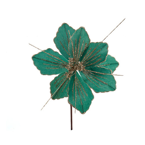 Christmas Aqua and Gold Poinsettia