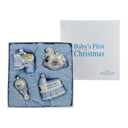 Noble Gems™ Glass Baby Boy Ornament Set, 4-Piece Box Set