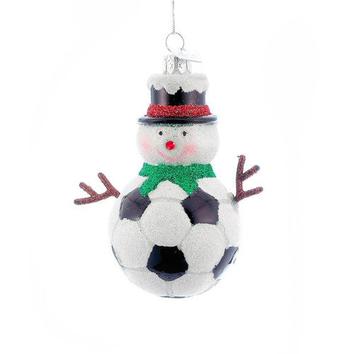 Noble Gems™ Soccer Snowman Glass Ornament