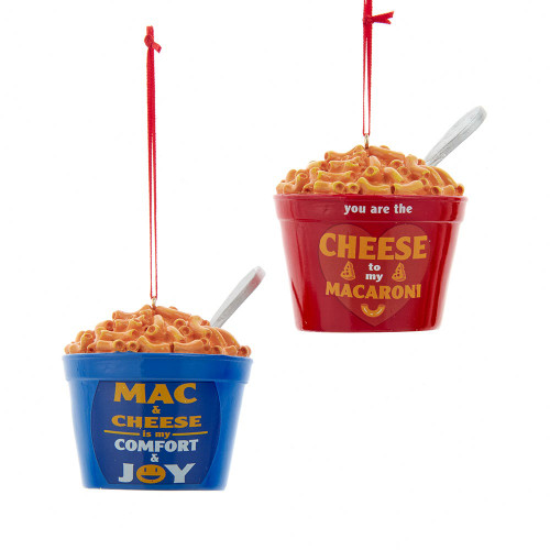 Red and Blue Bowl Mac & Cheese Ornaments, 2 Assorted