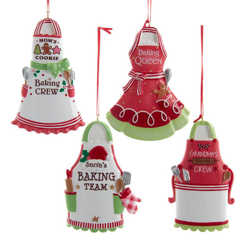 Family and Friends Apron Ornaments For Personalization, 4 Assorted