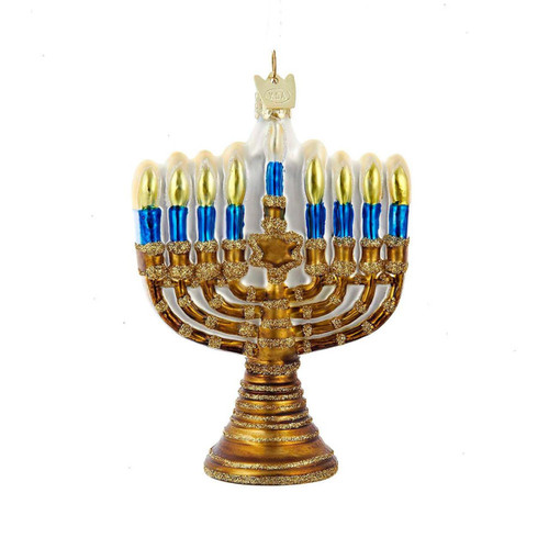 Noble Gems™ Gold Menorah Glass Ornament