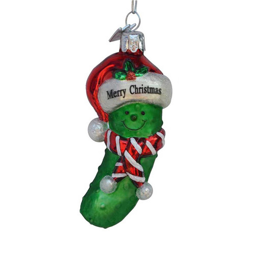 Noble Gems™ “Merry Christmas“ Pickle Glass Ornament