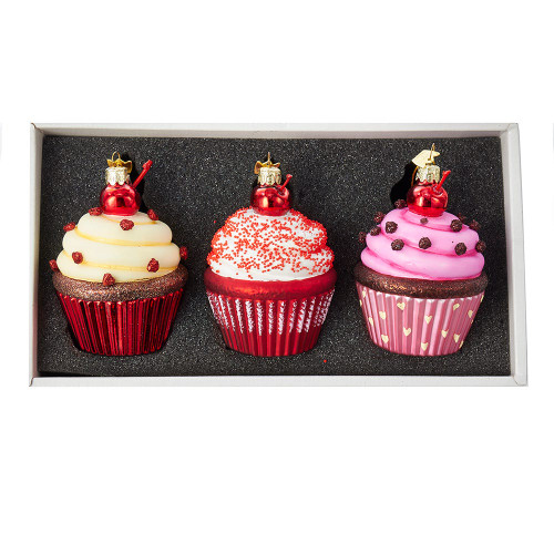 Noble Gems™ Cupcake Glass Ornament Set, 3-Piece Box Set
