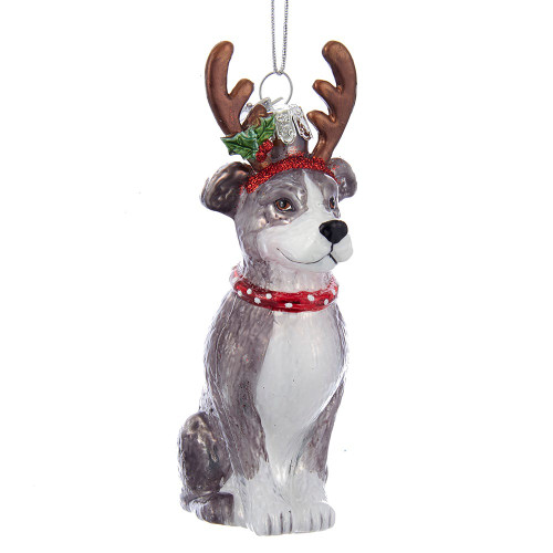 Noble Gems™ Pitbull With Antlers Glass Ornament