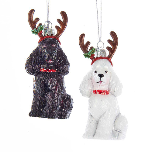 Noble Gems™ Poodles With Antlers Glass Ornaments, 2 Assorted