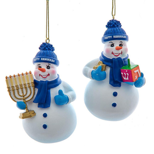 Happy Hanukkah Snowman Ornament, 2 Assorted