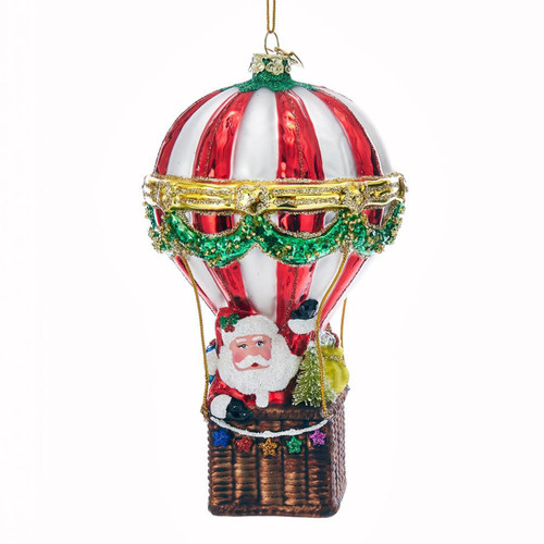 Noble Gems™ Santa Hot Air Balloon Glass Ornament