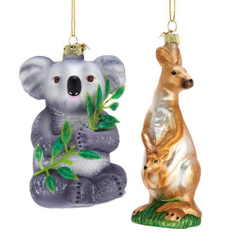 Noble Gems™ Koala and Kangaroo Glass Ornaments, 2 Assorted