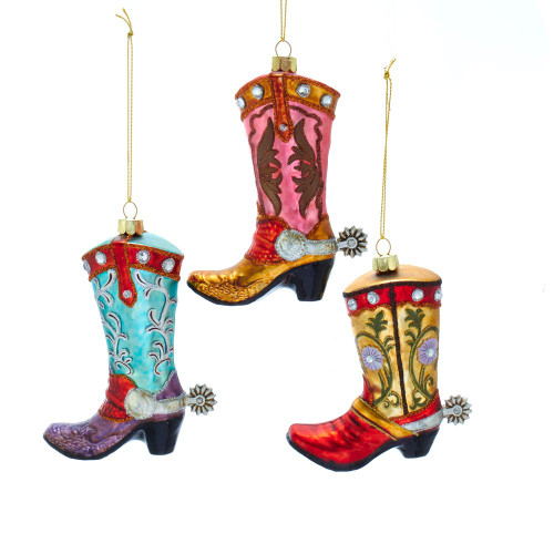 Noble Gems™ Glass Cowboy Boot Ornaments, 3 Assorted