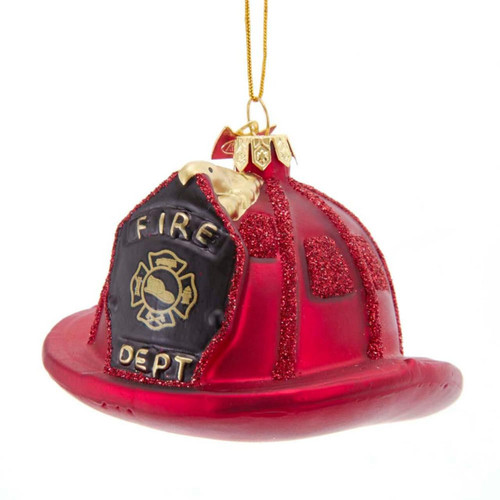Noble Gems™ Firefighter Helmet Glass Ornament