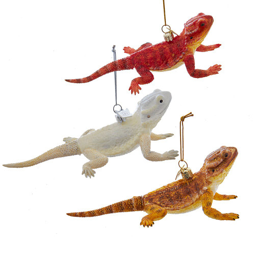 Noble Gems™ Glass Bearded Dragon Ornaments, 3 Assorted