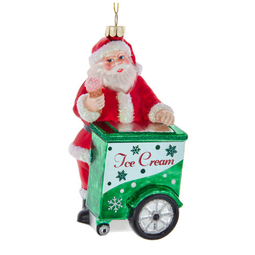 Noble Gems™ Glass Ice Cream Vendor Santa Ornament