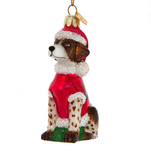Noble Gems™ Glass German Pointer With Santa Suit Ornament