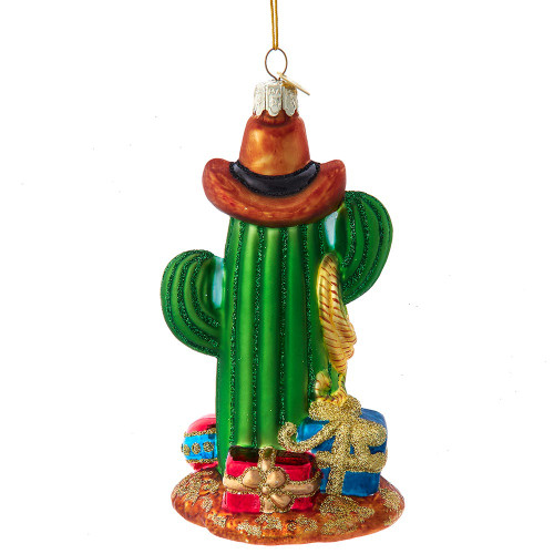 Noble Gems™ Glass Cowboy Cactus Ornament