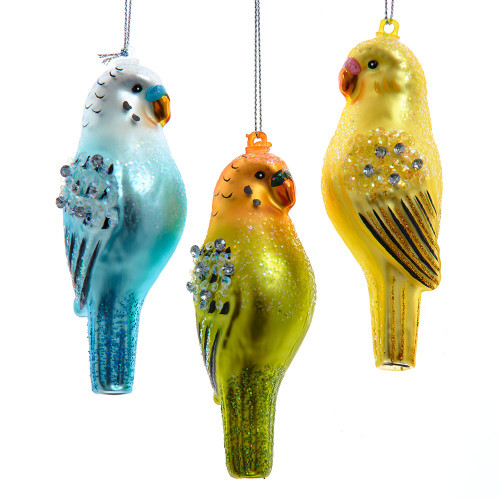 Noble Gems™ Glass Parakeet Ornaments, 3 Assorted