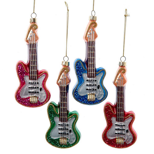 Noble Gems™ Glass Electric Guitar Ornament, 4 Assorted
