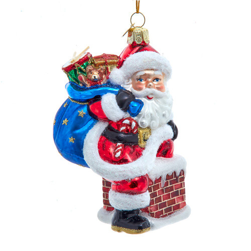 Noble Gems™ Glass Santa In Chimney Ornament