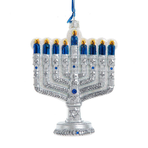 Noble Gems™ Glass New Hanukkah Menorah Ornament