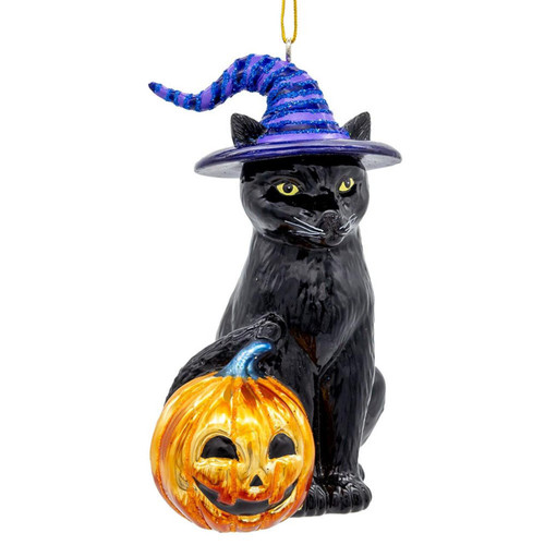 Noble Gems™ Glass Halloween Cat Ornament
