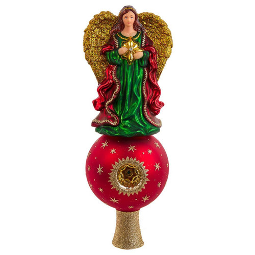 8.75“ Un-Lit Noble Gems™ Glass Finial Angel Treetop With Reflector