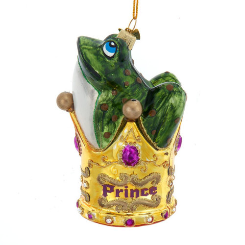 Noble Gems™ Glass Frog With Gold Crown Ornament