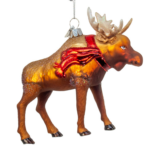 Noble Gems™ Glass Moose With Scarf Ornament