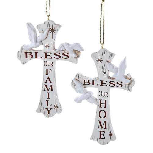 Cross With Sayings Ornaments, 2 Assorted