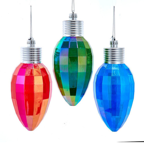 Shatterproof Iridescent Red, Blue, Green Bulb Ornaments, 3 Assorted