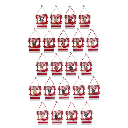 Dog “Kisses“ Kissing Booth Ornaments For Personalization, 22 Assorted