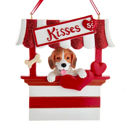 Beagle “Kisses“ Kissing Booth Ornament For Personalization