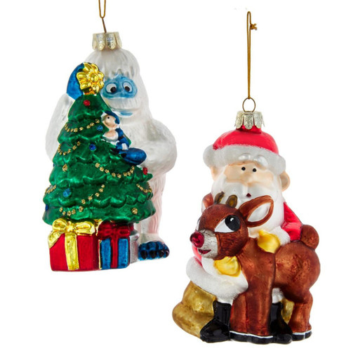 Rudolph The Red Nose Reindeer® Glass Santa and Bumble Ornaments, 2 Assorted