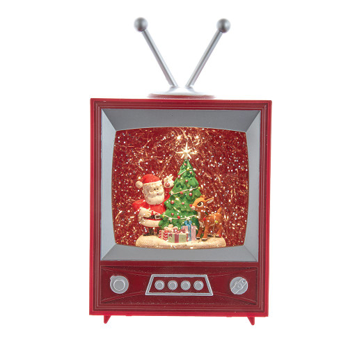 8.5“ Rudolph The Red Nose Reindeer® and Santa Battery Operated LED Musical TV and Swirl Water Lantern