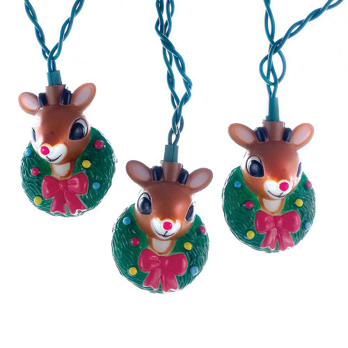 9' UL 10L Rudolph The Red Nose Reindeer® Wreath Light Set