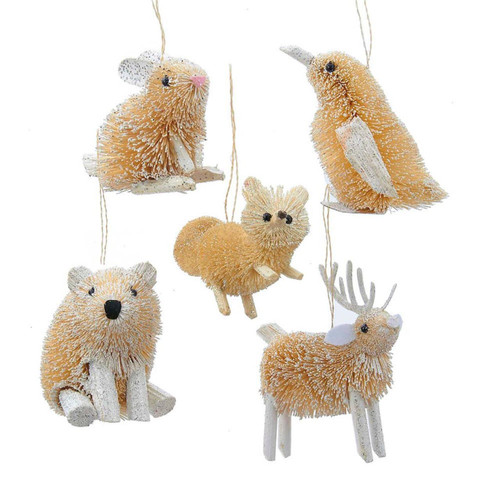 Buri Winter Animal Ornaments, 5 Assorted