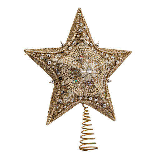13.5" Un-Lit Platinum Star With Glitter Tree Topper