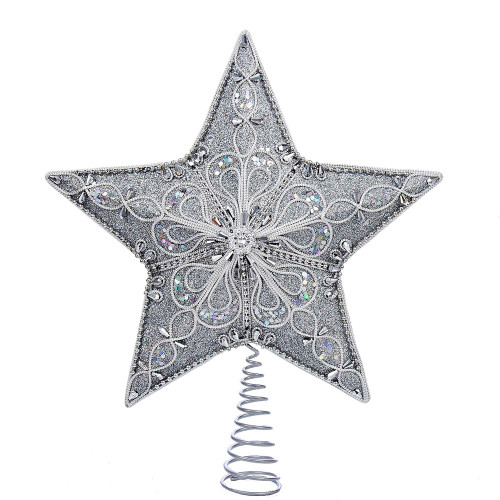 13.5“ Un-Lit Silver Star Treetop